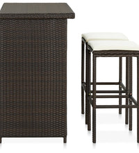 3-tlg. Bar Set Poly Rattan Braun