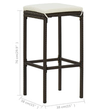 3-tlg. Bar Set Poly Rattan Braun
