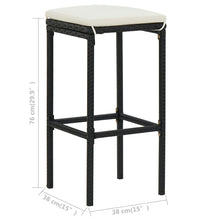 3-tlg. Bar Set Poly Rattan Schwarz
