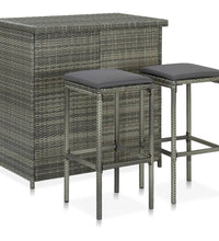 3-tlg. Bar Set Poly Rattan Grau