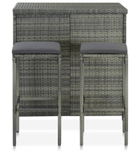 3-tlg. Bar Set Poly Rattan Grau