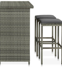 3-tlg. Bar Set Poly Rattan Grau