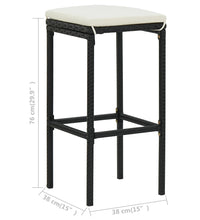 3-tlg. Bar-Set Poly Rattan Schwarz
