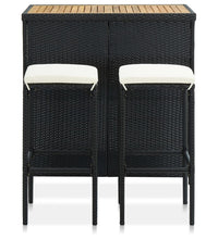 3-tlg. Bar-Set Poly Rattan Schwarz