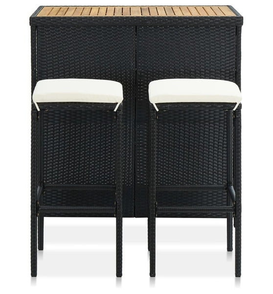 3-tlg. Bar-Set Poly Rattan Schwarz