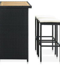 3-tlg. Bar-Set Poly Rattan Schwarz