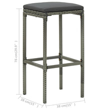 3-tlg. Bar Set Poly Rattan Grau