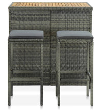 3-tlg. Bar Set Poly Rattan Grau