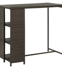 Bartisch mit Regal Braun 120x60x110 cm Poly Rattan
