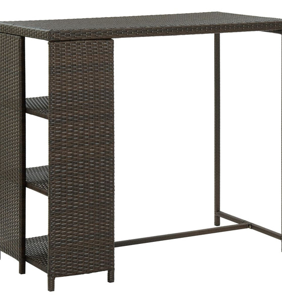 Bartisch mit Regal Braun 120x60x110 cm Poly Rattan