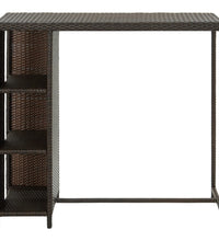 Bartisch mit Regal Braun 120x60x110 cm Poly Rattan