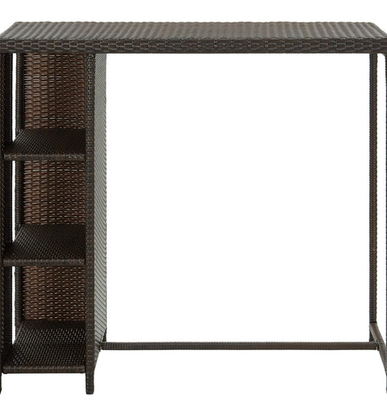 Bartisch mit Regal Braun 120x60x110 cm Poly Rattan