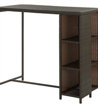 Bartisch mit Regal Braun 120x60x110 cm Poly Rattan