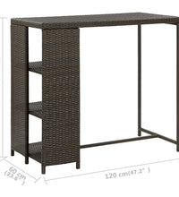 Bartisch mit Regal Braun 120x60x110 cm Poly Rattan