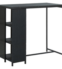 Bartisch mit Regal Schwarz 120x60x110 cm Poly Rattan
