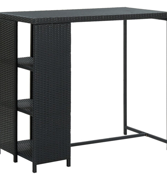 Bartisch mit Regal Schwarz 120x60x110 cm Poly Rattan