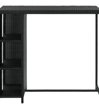Bartisch mit Regal Schwarz 120x60x110 cm Poly Rattan
