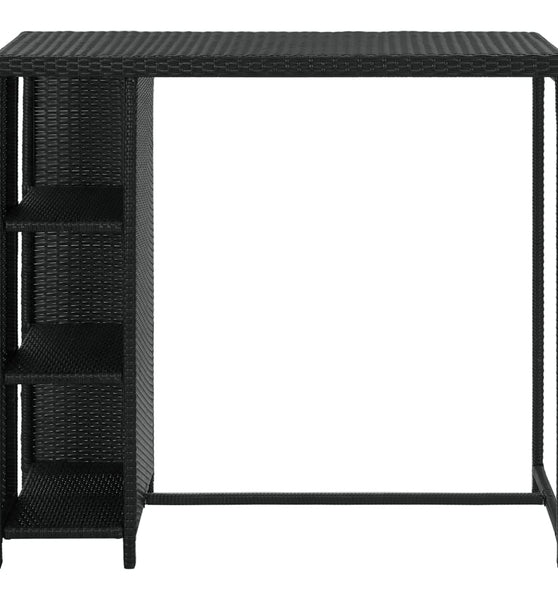 Bartisch mit Regal Schwarz 120x60x110 cm Poly Rattan