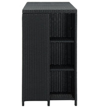 Bartisch mit Regal Schwarz 120x60x110 cm Poly Rattan