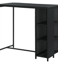 Bartisch mit Regal Schwarz 120x60x110 cm Poly Rattan