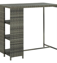 Bartisch mit Regal Grau 120x60x110 cm Poly Rattan