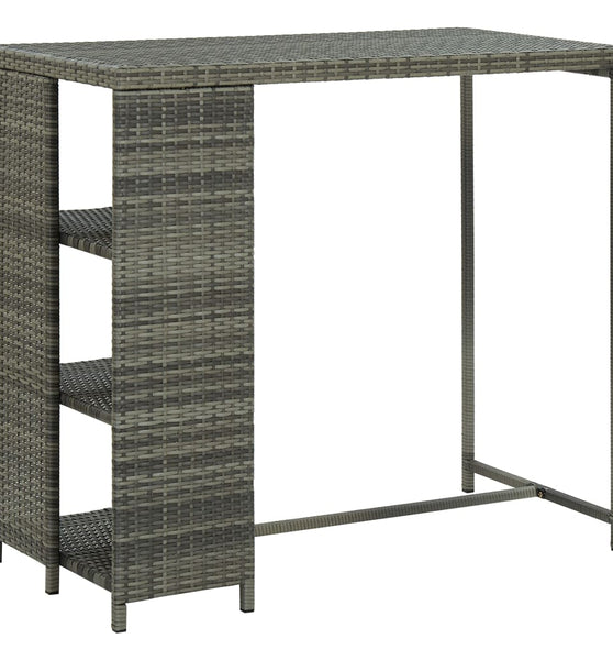 Bartisch mit Regal Grau 120x60x110 cm Poly Rattan