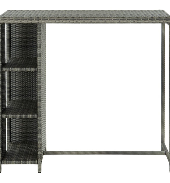 Bartisch mit Regal Grau 120x60x110 cm Poly Rattan