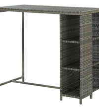 Bartisch mit Regal Grau 120x60x110 cm Poly Rattan