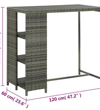 Bartisch mit Regal Grau 120x60x110 cm Poly Rattan