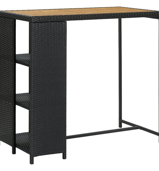 Bartisch mit Regal Schwarz 120x60x110 cm Poly Rattan