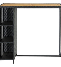 Bartisch mit Regal Schwarz 120x60x110 cm Poly Rattan