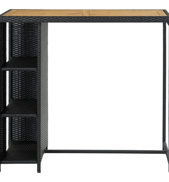 Bartisch mit Regal Schwarz 120x60x110 cm Poly Rattan