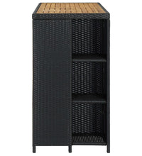 Bartisch mit Regal Schwarz 120x60x110 cm Poly Rattan
