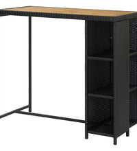 Bartisch mit Regal Schwarz 120x60x110 cm Poly Rattan
