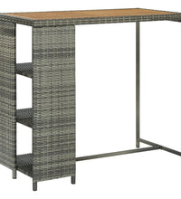 Bartisch mit Regal Grau 120x60x110 cm Poly Rattan