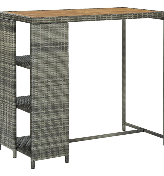 Bartisch mit Regal Grau 120x60x110 cm Poly Rattan