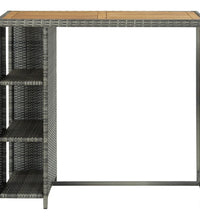 Bartisch mit Regal Grau 120x60x110 cm Poly Rattan