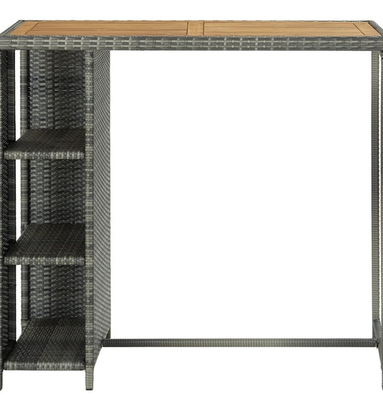 Bartisch mit Regal Grau 120x60x110 cm Poly Rattan