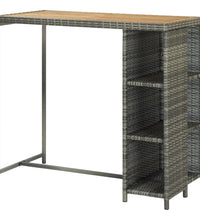 Bartisch mit Regal Grau 120x60x110 cm Poly Rattan