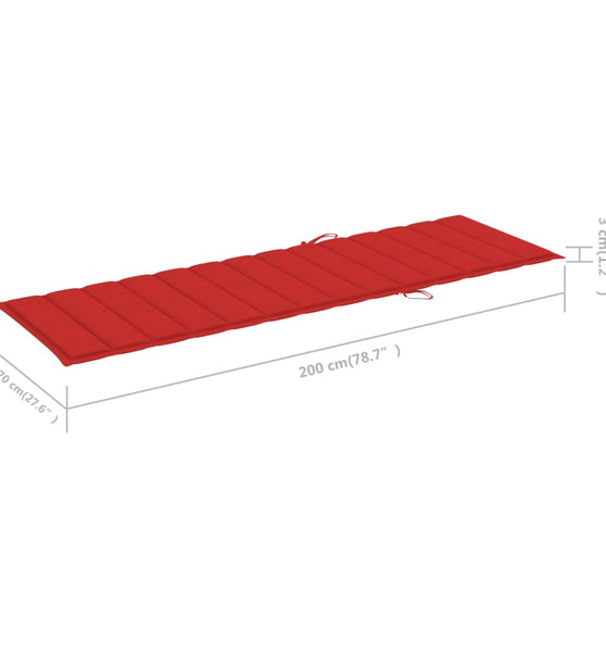 Sonnenliegen-Auflage Rot 200x70x3 cm Oxford-Gewebe