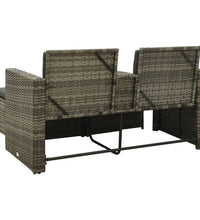3-tlg. Garten-Lounge-Set mit Auflagen Poly Rattan Grau