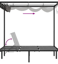 Doppel-Sonnenliege mit Vorhängen und Baldachin Anthrazit