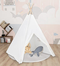Kinder Tipi-Zelt mit Tasche Pfirsichhaut Weiß 120x120x150 cm
