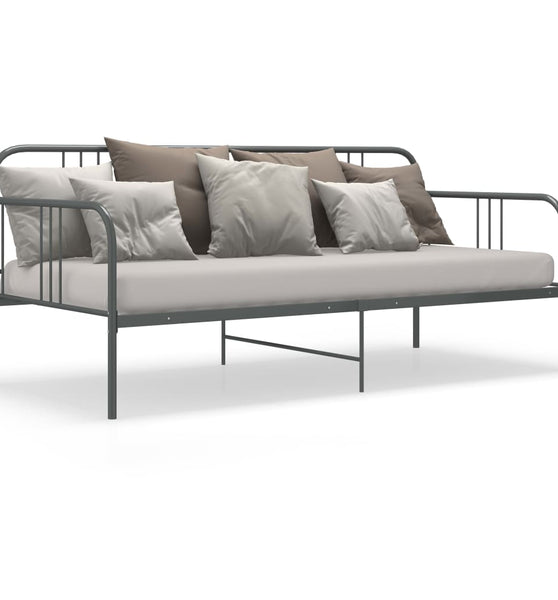 Schlafsofa Bettgestell Grau Metall 90x200 cm