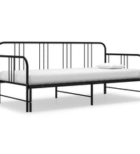 Tagesbett Ausziehbar Schwarz Metall 90x200 cm