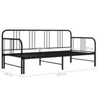 Tagesbett Ausziehbar Schwarz Metall 90x200 cm