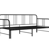 Tagesbett Ausziehbar Schwarz Metall 90x200 cm