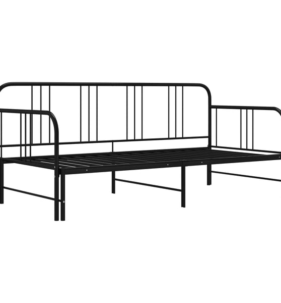 Tagesbett Ausziehbar Schwarz Metall 90x200 cm