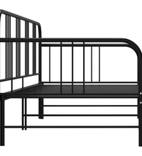 Tagesbett Ausziehbar Schwarz Metall 90x200 cm