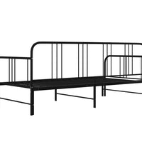 Tagesbett Ausziehbar Schwarz Metall 90x200 cm